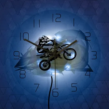 Dirt Bike Rider Deporte Extremo Acuarela Impreso Colgante De Pared Reloj De Suciedad Moto Rider Acrílico Silencio De Pared Reloj De Motocross De Regalo