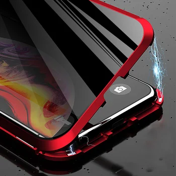 Privacidad de Vidrio Templado Magnético Caso Para el iphone SE 11 Pro MAX X XS XR 8 7 6 6s plus Anti Peep Imán de Metal 360° de Protección de la Cubierta