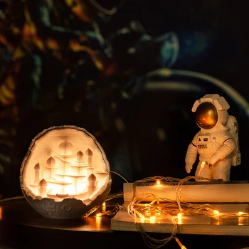 2019 Nueva Nave de Luz Nocturna de la Impresión 3D de la Luna Castillo de la Lámpara Como la Luna de la Lámpara Como Regalo Para los Cohetes de la Lámpara Amante