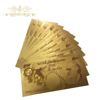 De niza, 10 Libras de Oro 24k del Billete de Inglaterra Dinero de Papel de Color de los Billetes de Réplica Falsa proyecto de Ley de Decoración para el Hogar de Lujo, Regalos de Empresa