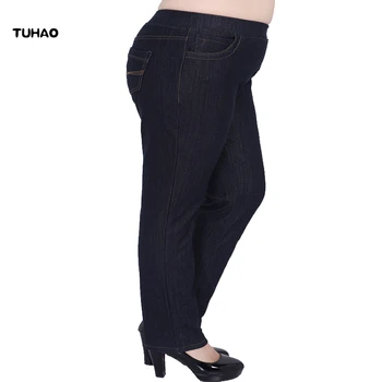 TUHAO de Gran Tamaño Jean de la Mujer Pantalones de Tamaño Más 9XL 8XL 7XL 6XL Mujeres Lápiz Pantalones de Primavera Señora de la Oficina de Jeans para Mujer YHFS