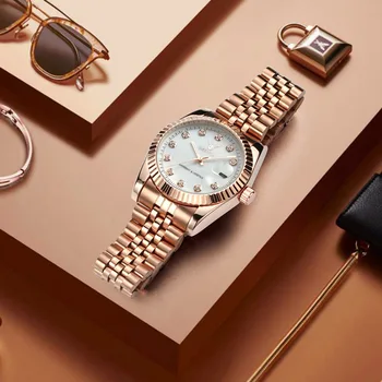 Hombres reloj Deerfun de la marca famosa de negocios Militar de diamantes en oro rosa de calendario impermeable de cuarzo reloj de pulsera Relogio Masculino