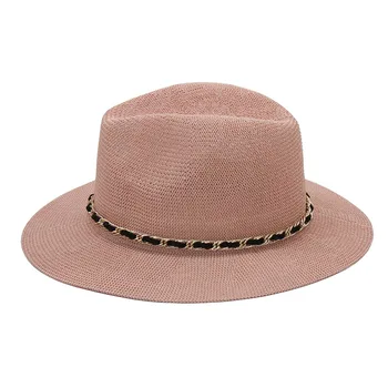 Nuevo 10 Colores Panamá Sombreros para el Sol Con la Cadena de Damas del Jazz Playa Sombrero de Verano Transpirable Sombreros de Paja NH986