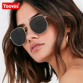 Yoovos 2021 Aleación De Gafas De Sol De Las Mujeres/De Los Hombres De La Marca Del Diseñador Vintage Gafas De Damas Del Metal Clásico Gafas De Sol De Espejo De Oculos De Sol