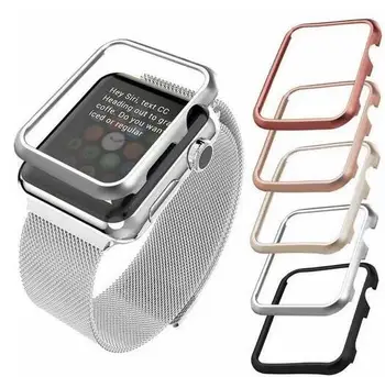 De alta calidad cubierta de la caja Para Apple Watch banda de 42 mm 38 mm 40 mm 44 mm para el iwatch de la serie se 6 5 4 3 2 1 marco de metal de la funda protectora