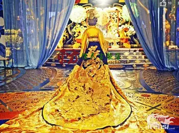 Amarillo Dorado Precioso Bordado Femenino Emperador Dragón Traje Traje de Hanfu de TV Juego de la Leyenda de Tang Emperatriz Wu Meiniang