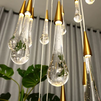 Oro gota de Agua de Cristal Creativa lámpara Colgante de estilo Europeo de Lujo Lámparas LED Moderm Interior de Cristal de la isla de Iluminación Restaurante