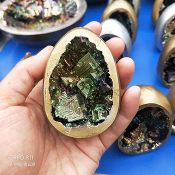 Bismuto Cristales Minerales de Talla de Piedra de la Cueva de los Huevos Natural de Metal Mineral de Bismuto geode arco iris Brillante Metal Mineral de la Muestra