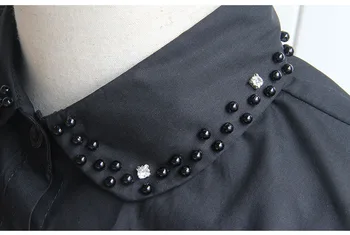 Hecho a mano Cordón de Invierno Femenina de Encaje Falso Cuello de la Camisa de Mujer Ciruela Negra Blusa de Cuello de Grapas Cordón de las Mujeres de la Camisa Blanca