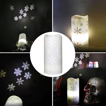 USB LED de la Vela de la Lámpara de Proyección de Navidad de los Copos de nieve Decorativos Noche de Luz del Proyector Adornos de Navidad de los Niños de los Niños de Regalo