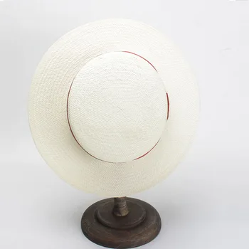 Unisex Blanco de Ala Ancha Sombrero de Sol de color Rojo con la Cinta del Arco de Panamá de Paja de Verano de la Playa de Hat para las Mujeres de los Hombres de la Boda Kentucky Derby Hat Fedora