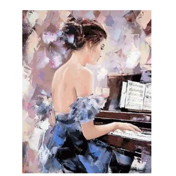 5D Bricolaje bordado de Diamantes accesorios piano chica de la Foto completa Personalizada cuadrado redondo mosaicdiamant pintura de la boda decorationZP-1484