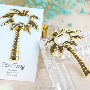 Envío gratis por china post air loverly de oro de acero inoxidable palmera botella abridor de la fiesta de la boda giveawasy regalos 40pcs