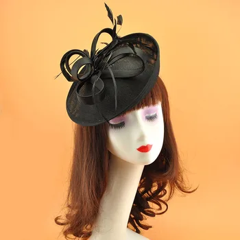 La moda de Novia Sombrero Tocados de casco Negro/Blanco/Rojo/Beige parte de accesorios para el cabello Sombrero de fiesta de la boda accesorios