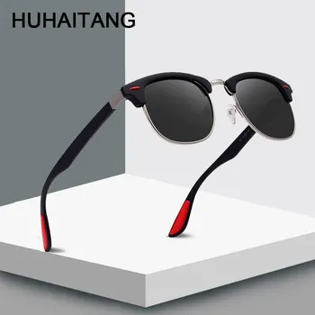 HUHAITANG Marca de Lujo de la Plaza de Gafas de sol de los Hombres Polarizada Diseñador Clásico de Remache de las Mujeres Gafas de sol Retro al aire libre Gafas de Sol Para