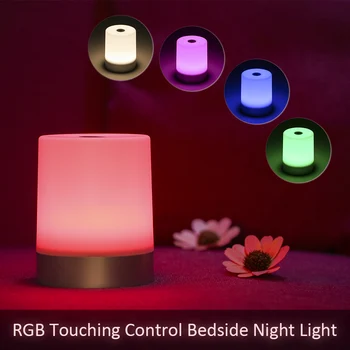Noche de Luz Portátil USB Dimmable Blanco Cálido y RGB Tocar de Control de la Mesita de noche, Lámparas de Escritorio para el Dormitorio, Sala de estar