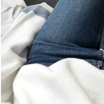 DICLOUD Otoño Invierno de las Mujeres del Suéter coreano Simple, Negro, Blanco tejido Jersey De 2019 V-cuello de manga Larga Casual Sudaderas Tops