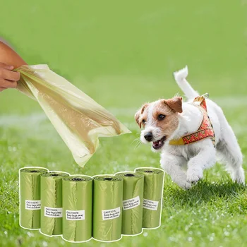 900 Cuenta Caca de Perro Bolsa Biodegradable Caca de Perro Bolsas Eco-Amistosa de la Mascota Bolsas de basura de color rosa Limpiar Recarga de Rollos de Pet Bolsas de Caca