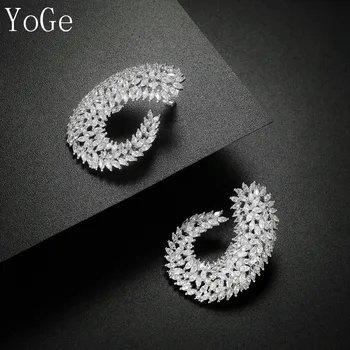 YoGe de la Joyería, E9336G de LUJO AAA CZ clara simétrica marquesa piedras grandes pendientes del perno prisionero de las mujeres,accessaries