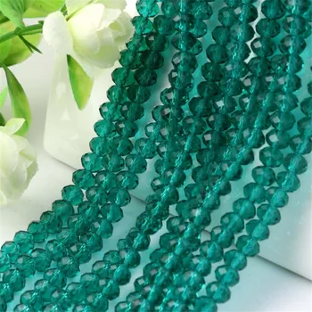 MHS.SOL 2 mm-14 mm Color Verde Esmeralda Facetas Rondelle de Cristal Perlas Sueltas Espaciador Perlas Para la Fabricación de Joyas a Mano Artesanal