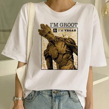 Las mujeres de Moda Lindo Héroe Groot de Impresión T-shirt Top Chica de la Camiseta Con Elementos de Animación Clásico de las Mujeres de Señora, Ropa Informal