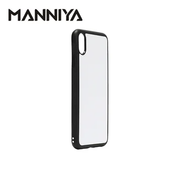MANNIYA 2D Sublimación de goma en Blanco caja del teléfono para el iphone XR con Inserciones de Aluminio y la cola de Envío Gratis! 100pcs/lot