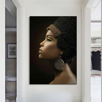 Negro Africano Mujer Desnuda Pintura al Óleo Impresión en Lienzo Sexy Chica de los Carteles de la Pared de la Imagen para la Sala de estar de Diseño para el Hogar Decoración