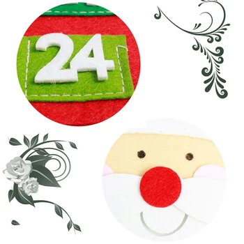 Calendario de navidad de Santa Claus, muñeco de Nieve de Navidad Adviento no tejido de la tela de Navidad de la cuenta regresiva del calendario colgante