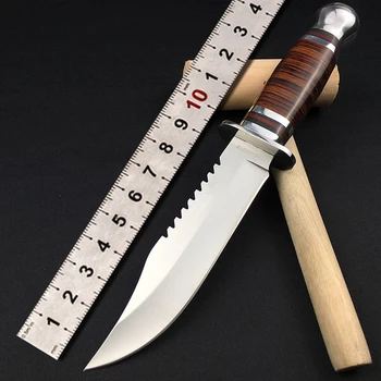 De acero inoxidable recta cuchillo de supervivencia al aire libre camping cuchillo táctico cuchillo de caza, de alta dureza, fuerte y durable