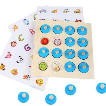 Montessori juego de ajedrez 3D rompecabezas de madera cognitivos interactivos de la memoria en la educación temprana de juguete de regalo de bebé niño