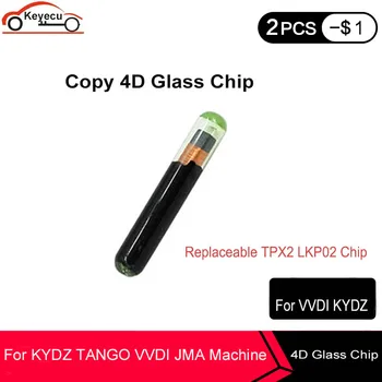 KEYECU 2x Copia 4D Chip de Vidrio Reemplazable TPX2 LKP02 Chip de la Llave de la Viruta Puede Apoyar KYDZ TANGO VVDI JMA Máquina（Reutilizables）