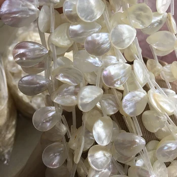 20beads Natural de la Mariposa Blanca Shell de Goteo 15x20mm Flor Plana Suelta Perlas para la Joyería del Collar de la 15inch ICNWAY
