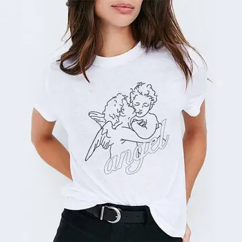 CZCCWD de Ropa de Mujer 2019 Tumblr Camisetas Divertidas las Mujeres de la Moda Streetwear Angel Kiss Camiseta de Van Gogh Gusto Hipster Estética de la Camisa