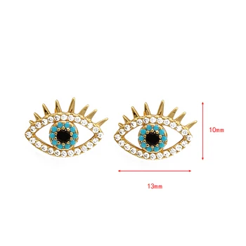 MAL de OJO Micro Pave de Circón Aretes de Oro de Color Azul turco Ojos Pendientes de la Joyería de la manera para las Mujeres Señoras Niñas EY6510