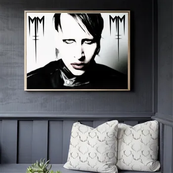 Marilyn Manson En Blanco Y Negro Lienzo De Pintura De Carteles Y Grabados, Cuadros En La Pared Abstractos Decorativos En Decoración Para El Hogar Obrazy