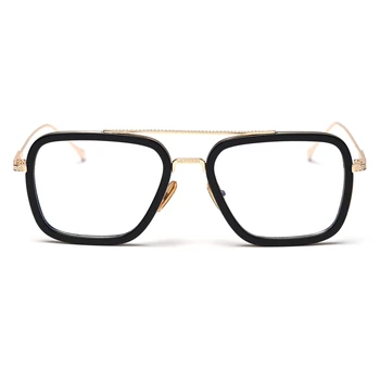 Peekaboo transparente plaza gafas de marco a las mujeres de oro de la mitad de metal macho anteojos ópticos lente transparente de alta calidad