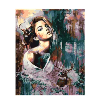 DRAWJOY Foto Enmarcada de la Belleza de la Dama de BRICOLAJE Pintura Por Números Foto Colorida Decoración del Hogar Para la Sala de estar de la Mano Regalos Únicos GX23342