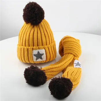 Los niños sombrero Lindo sombrero de otoño y de invierno de la muchacha del bebé del Sombrero y la bufanda combinación orejeras calientes de las lanas de cobertura de bebé de encaje de Gorros de lana