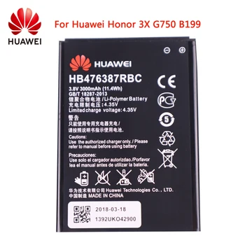 De Reemplazo de Teléfono Batteria Original HB476387RBC Batería Para Huawei Honor 3X G750 coger la b199 3000mAh de capacidad Real de la Batería