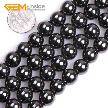 2 mm-16 mm Redondo de color Negro Hematita Magnética Joya de piedra Suelta Perlas Para la Joyería de Perlas de Filamento de BRICOLAJE de 15 Pulgadas de Grueso Gema-dentro de