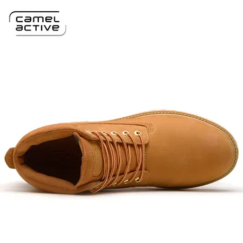 Camel Active Hombres Nuevos Zapatos de Senderismo de Cuero Impermeable antideslizante Zapatos al aire libre Transpirable Protección de los Pies Zapatos de Trekking, Botas de
