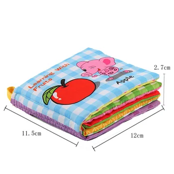 4Pcs/set Paño de Algodón Suave Libro de Juguetes Para Bebé de Aprendizaje Animales de dibujos animados Conocer Temprana de Desarrollo Educativo de inglés de los Libros de cuentos