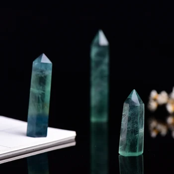 4-7cm 1pcs Verde Natural de cristal de fluorita punto hexagonal de la columna de la energía de la piedra la decoración del hogar de la magia de reparación de la curación de la varita