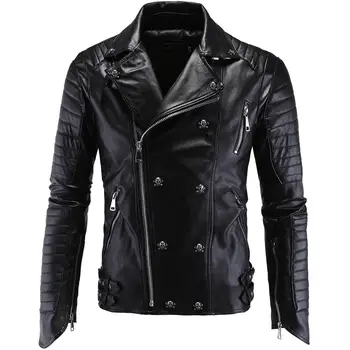 La moda 2020 boutique punk de cuero de los hombres de la ropa de cuero de la motocicleta Delgado de cuero de la PU de la chaqueta de los hombres chaqueta hombre Y998