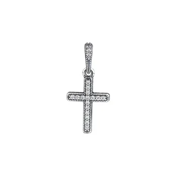 Clásico de la Cruz Colgante Claro CZ Perlas Para la Joyería de la plata esterlina 925 de la Moda DIY de la Mujer para la Fabricación de Joyas