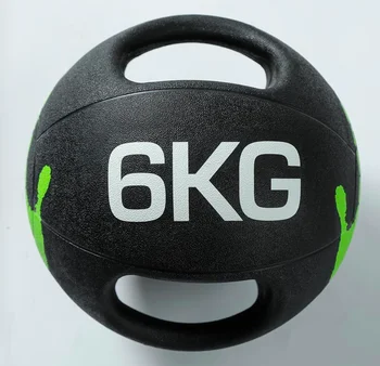 6kg Binaural Bola de Medicina Doble Asa-Balón de Entrenamiento Personal de la Gravedad de la Bola de Goma Sólida Bola de Medicina