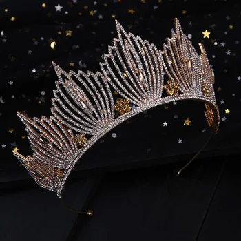 HIMSTORY Vintage de pavo real de Cristal Tiara Nupcial Accesorios para el Cabello de Novia de fiesta de quince años Tiaras Y Coronas Concurso de imitación de diamante de la Corona