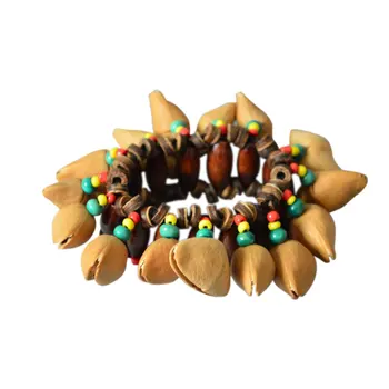 Puntales de colores de la Mano de la Cadena de Percusión de la Pulsera 12 * 7 * 5.5 cm Natural de la Cáscara de Nuez Djembe Africano de Tambor de la mano de bell Sonido de Regalo