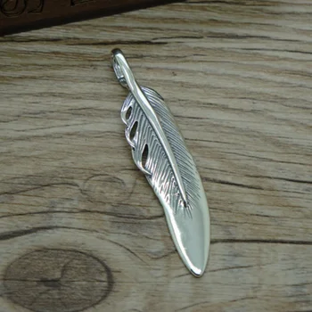 Real pluma de plata Colgante de los hombres de las mujeres S925 Plata pura de san feath colgante de diseño de estilo de colgante de la Joyería de Regalo