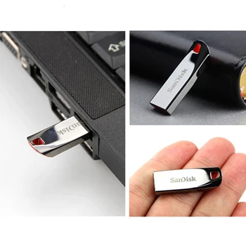 SanDisk Unidad Flash USB de Metal Fresco Pendrive de 128 gb 64 GB 32 GB Pen Drive USB 2.0 Disco de U dispositivo de Memoria USB para pc de la tableta del teléfono móvil